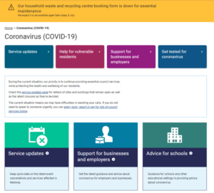 Coronavirus page on Medway Council Website